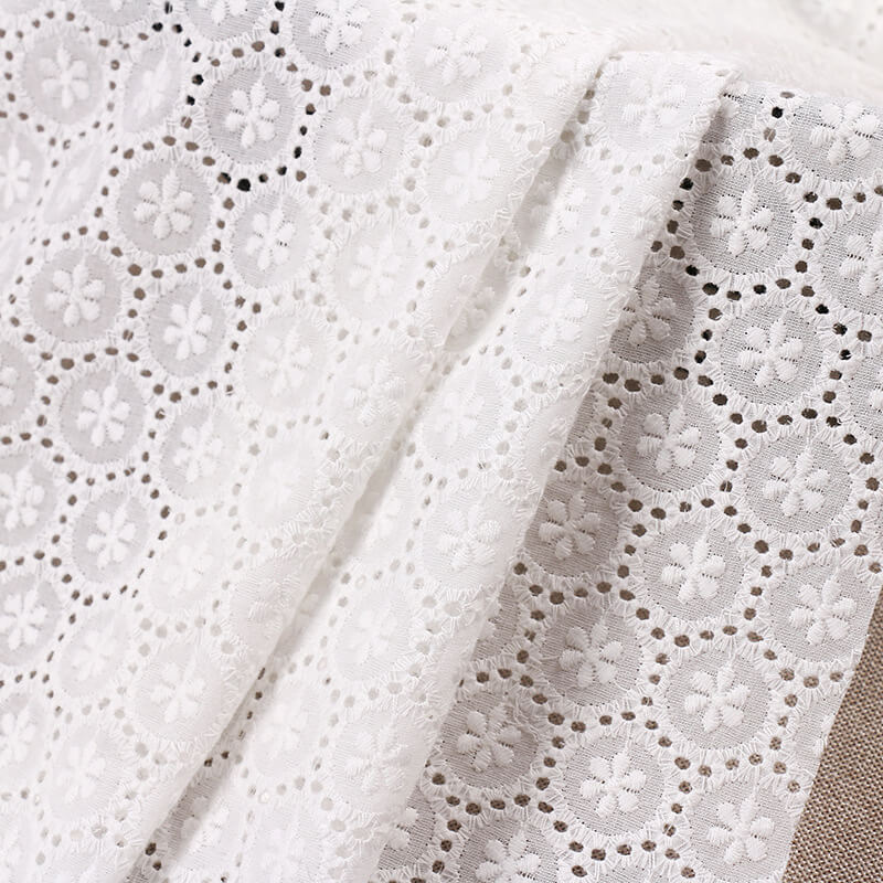 Embroidered Fabric Cutwork 100% Cotton for Women's Wear Wholesale Supp 5